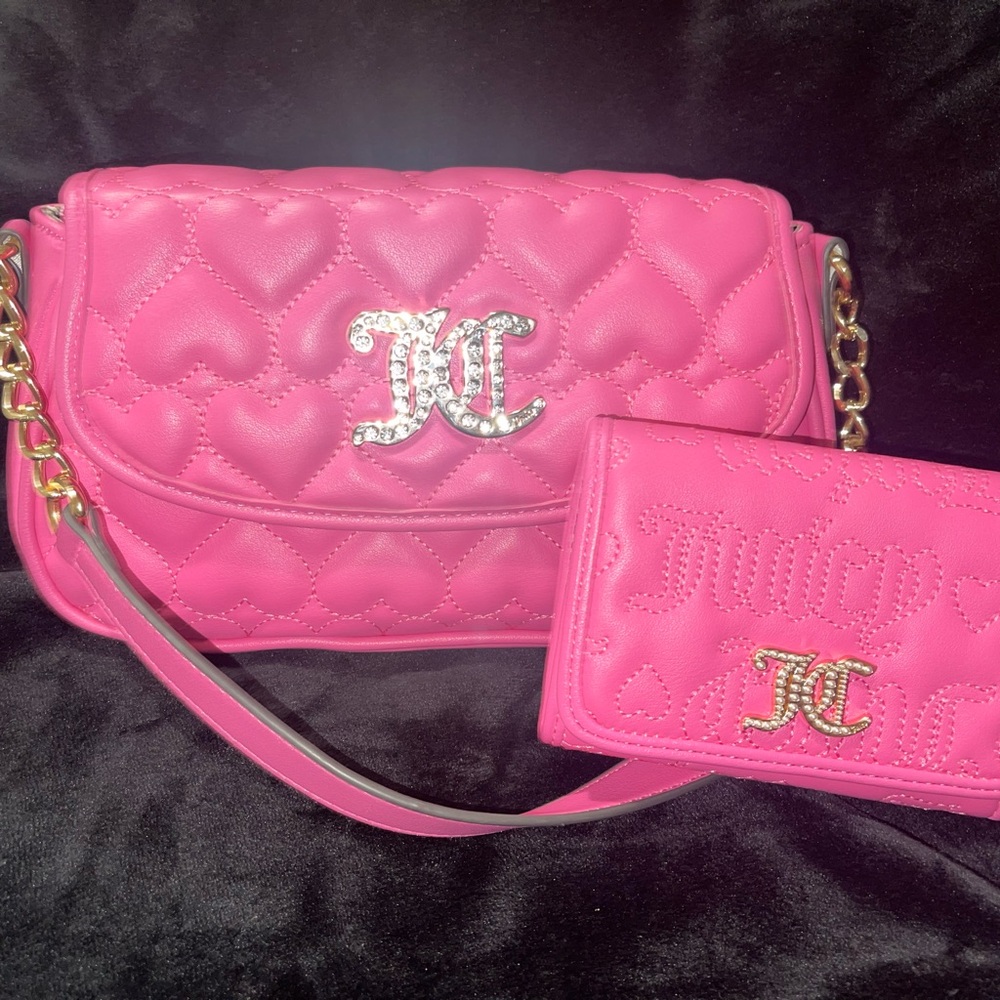 SOLD Juicy Couture Pink Quilted Shoulder Bag with Chain Strap